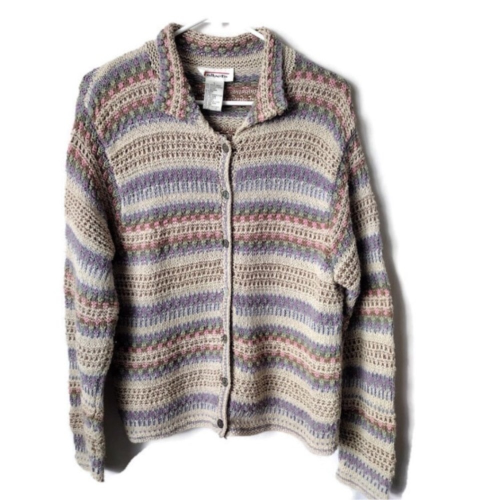 Talbots Multicolor Knit Button Up Cardigan Sweater